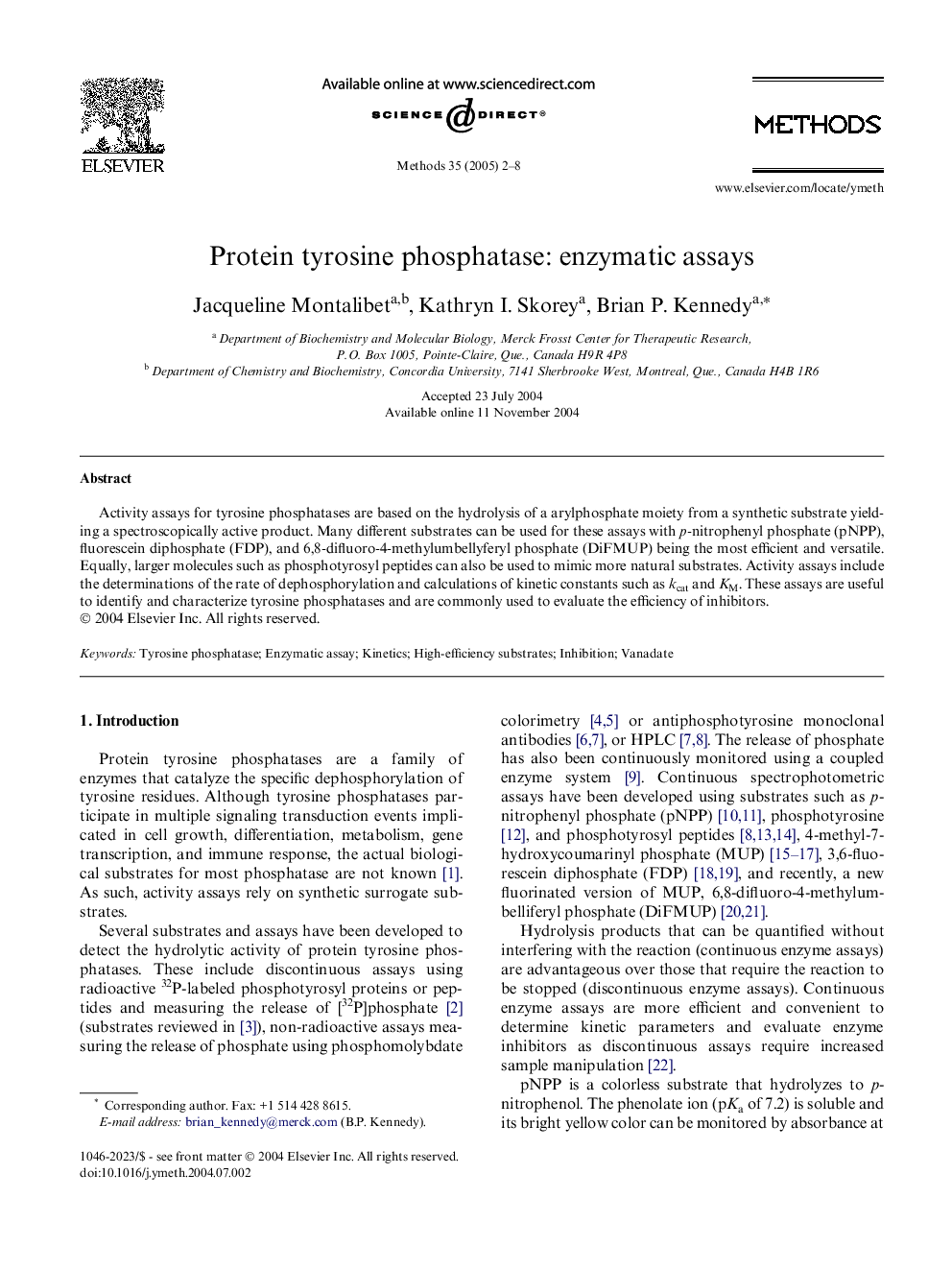 Protein tyrosine phosphatase: enzymatic assays