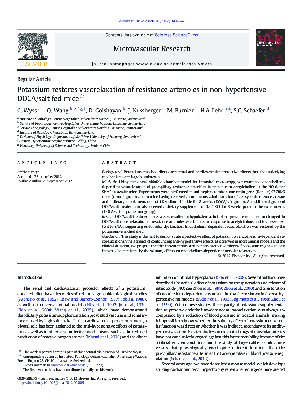 Potassium restores vasorelaxation of resistance arterioles in non-hypertensive DOCA/salt fed mice