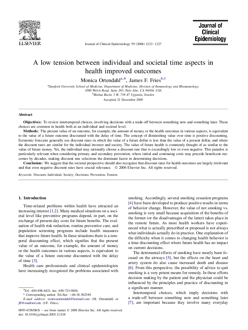 A low tension between individual and societal time aspects in health improved outcomes