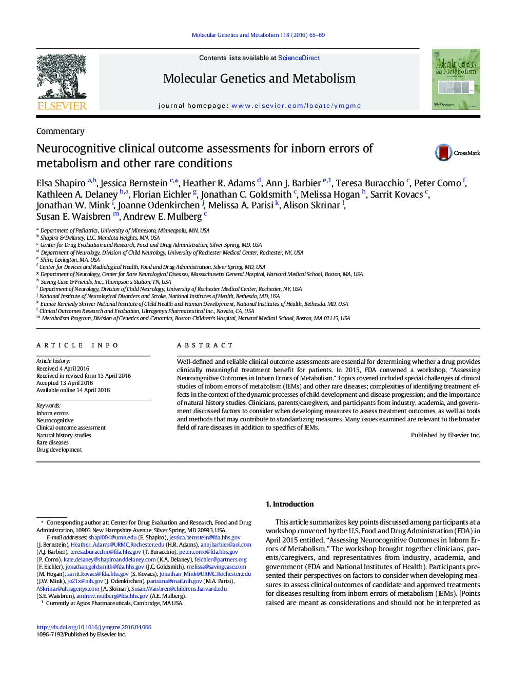 Neurocognitive clinical outcome assessments for inborn errors of metabolism and other rare conditions