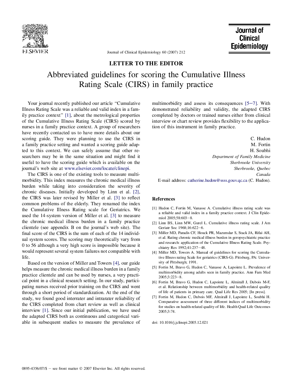 Abbreviated guidelines for scoring the Cumulative Illness Rating Scale (CIRS) in family practice