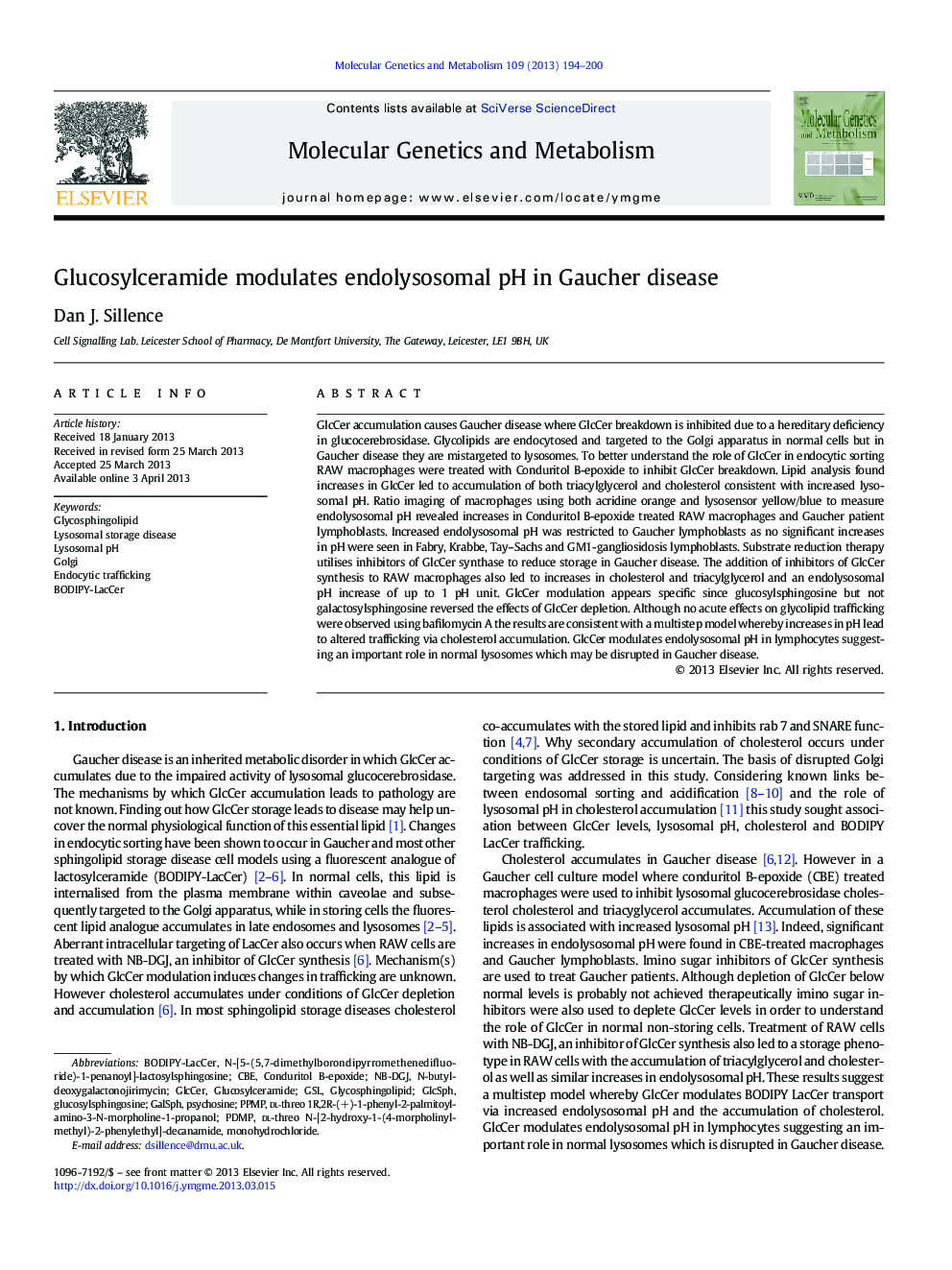 Glucosylceramide modulates endolysosomal pH in Gaucher disease