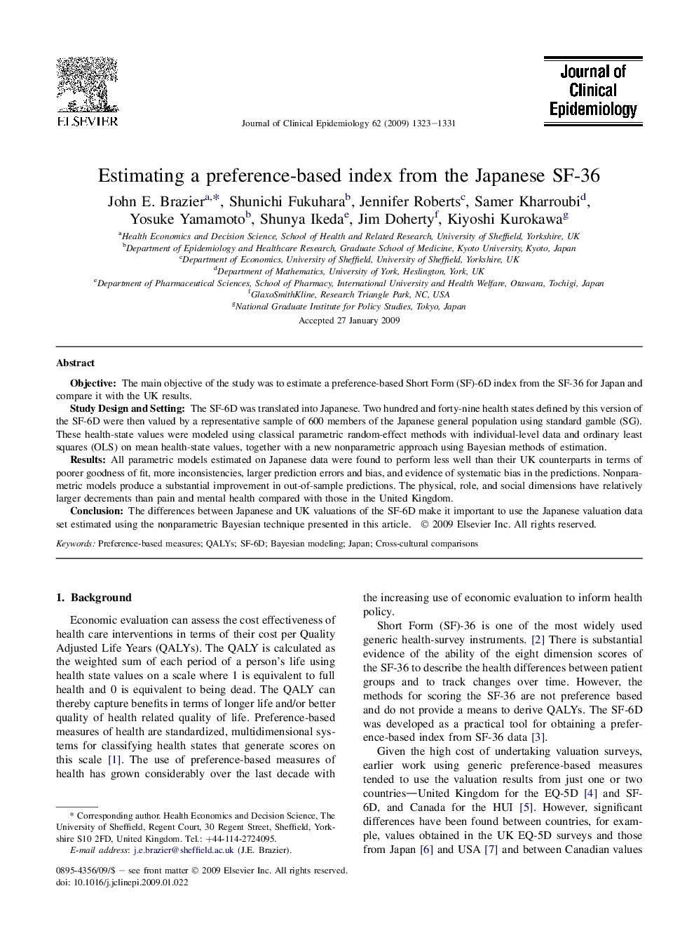 Estimating a preference-based index from the Japanese SF-36