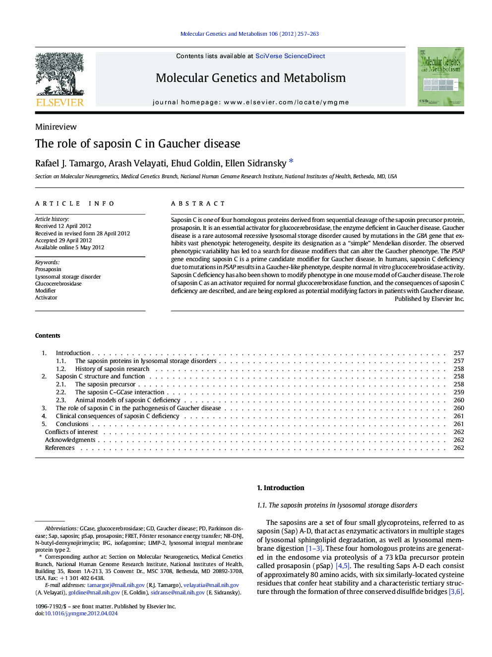 The role of saposin C in Gaucher disease