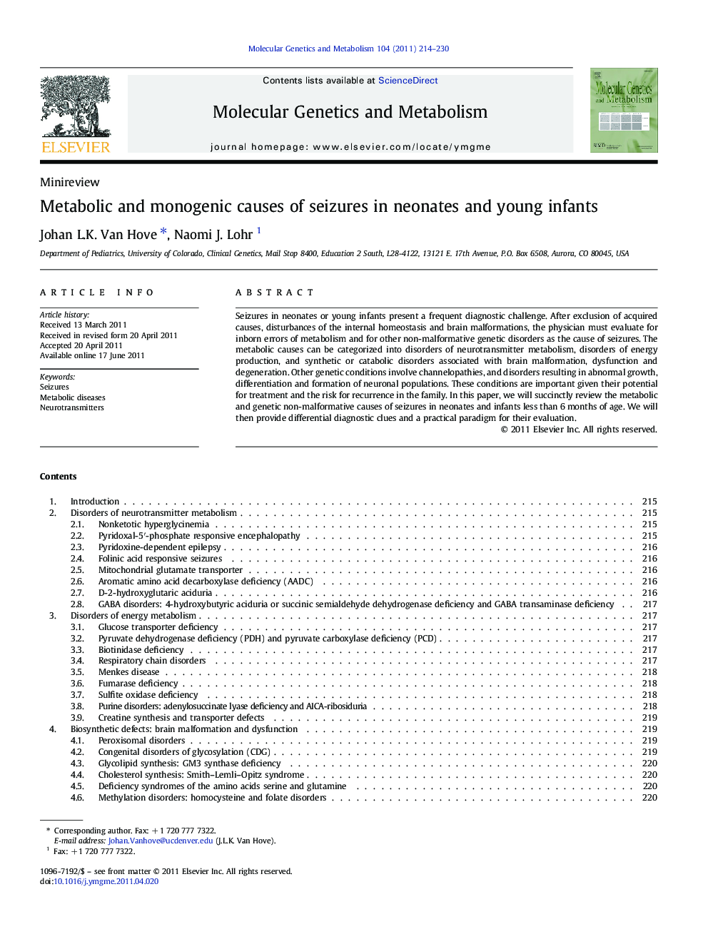 Metabolic and monogenic causes of seizures in neonates and young infants