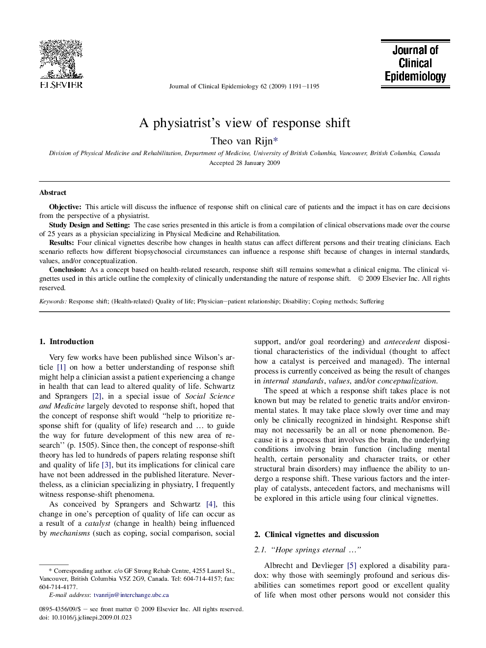 A physiatrist's view of response shift