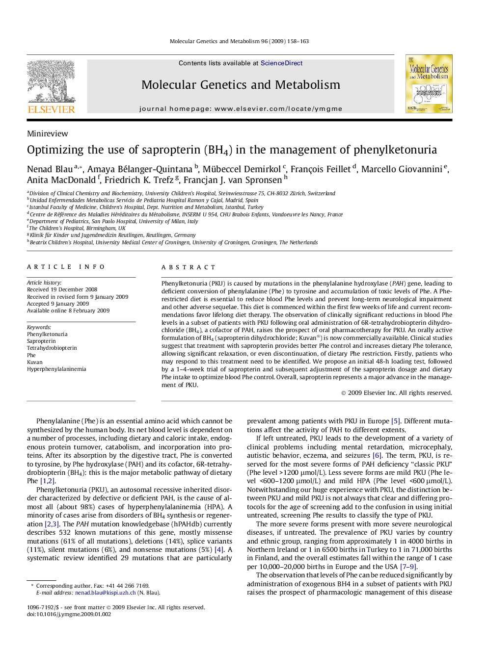 Optimizing the use of sapropterin (BH4) in the management of phenylketonuria