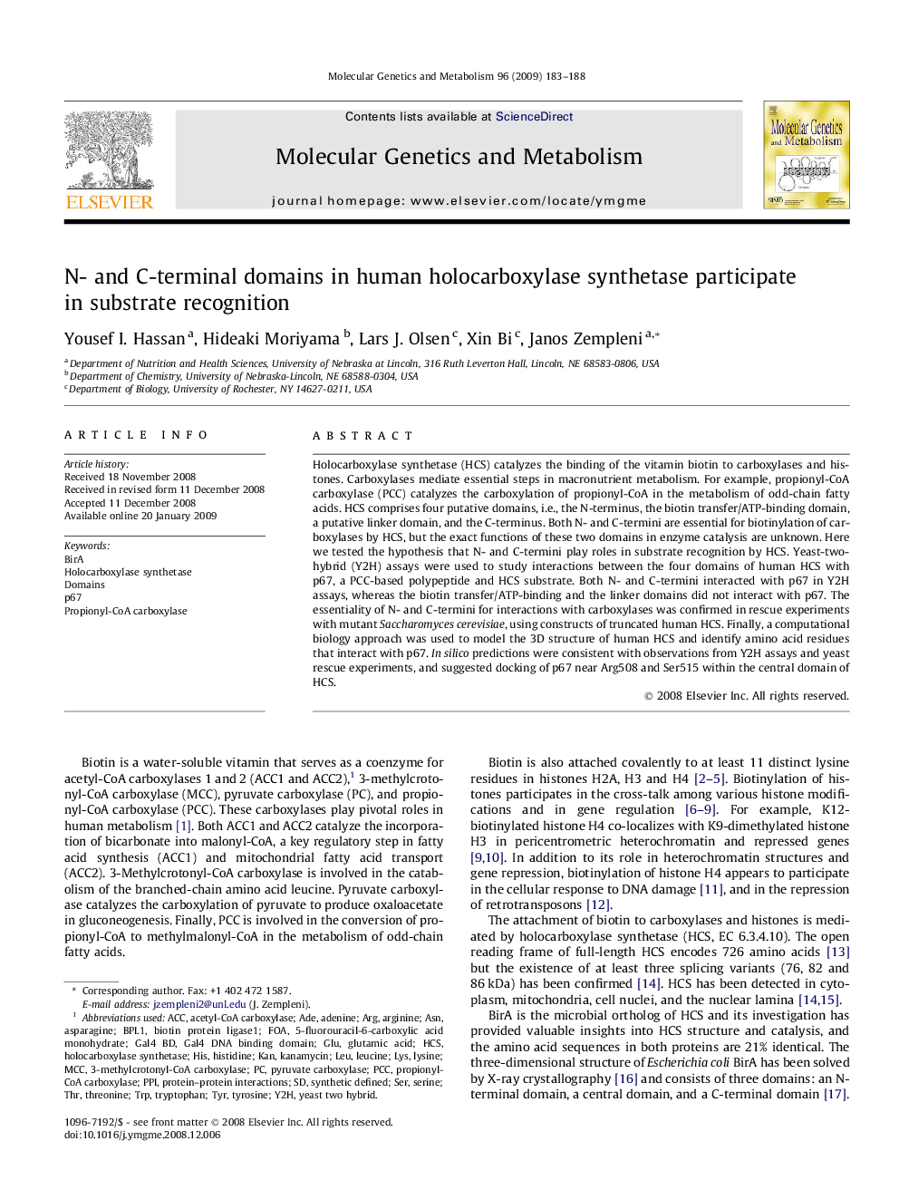 N- and C-terminal domains in human holocarboxylase synthetase participate in substrate recognition