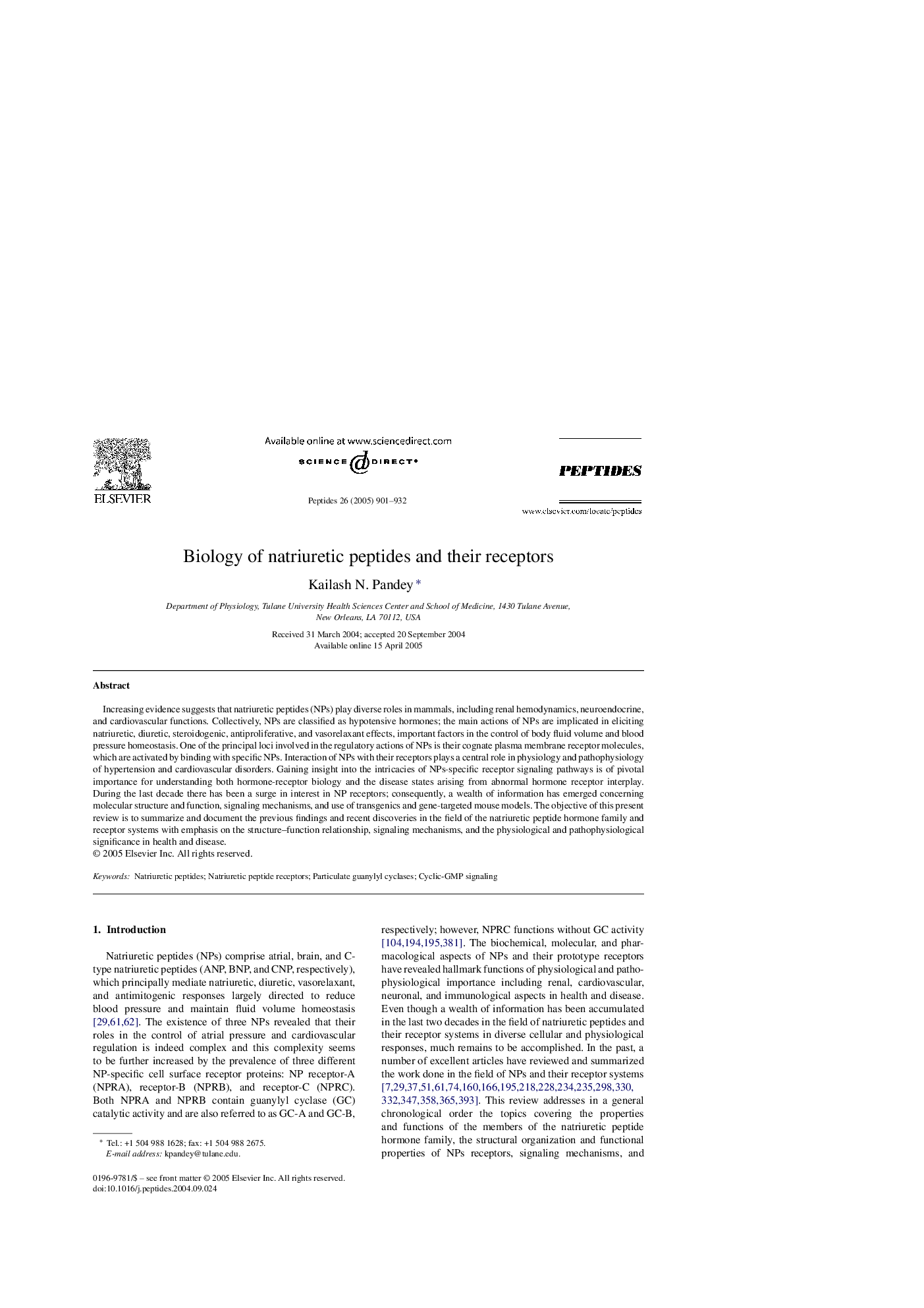 Biology of natriuretic peptides and their receptors