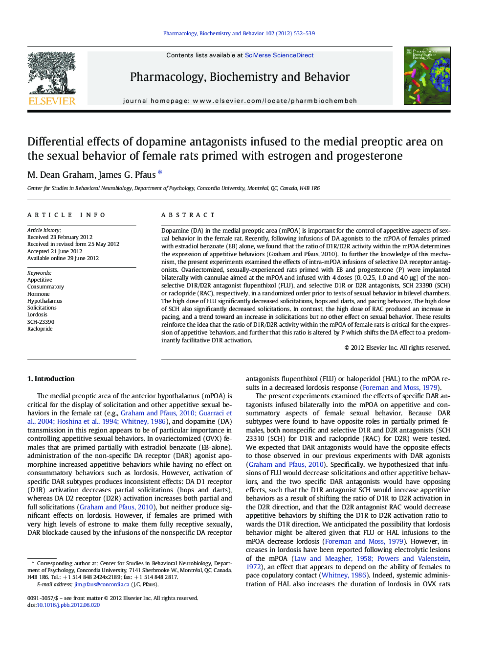 Differential effects of dopamine antagonists infused to the medial preoptic area on the sexual behavior of female rats primed with estrogen and progesterone