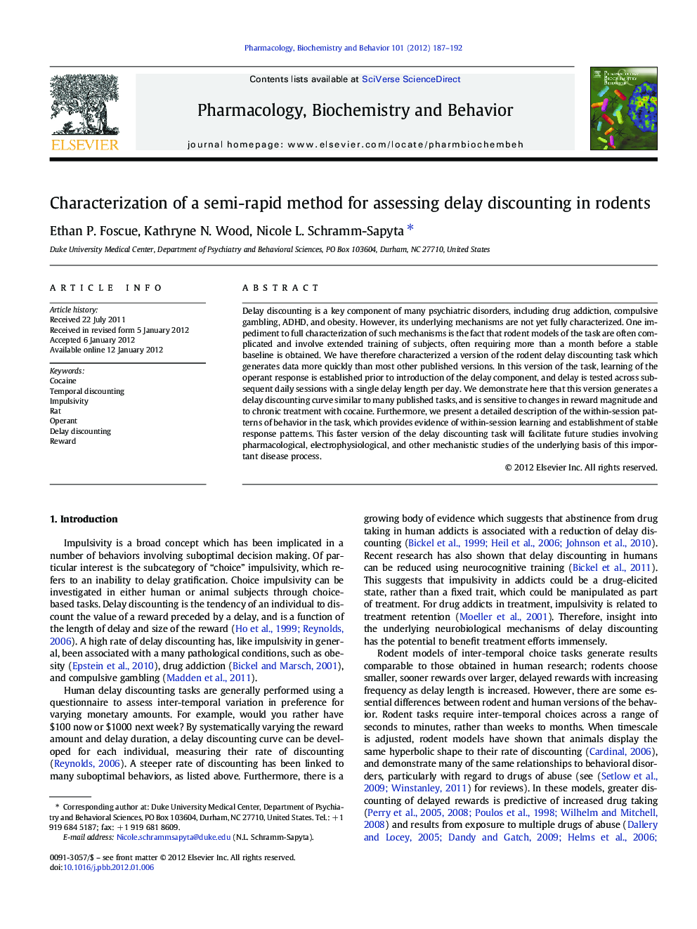 Characterization of a semi-rapid method for assessing delay discounting in rodents