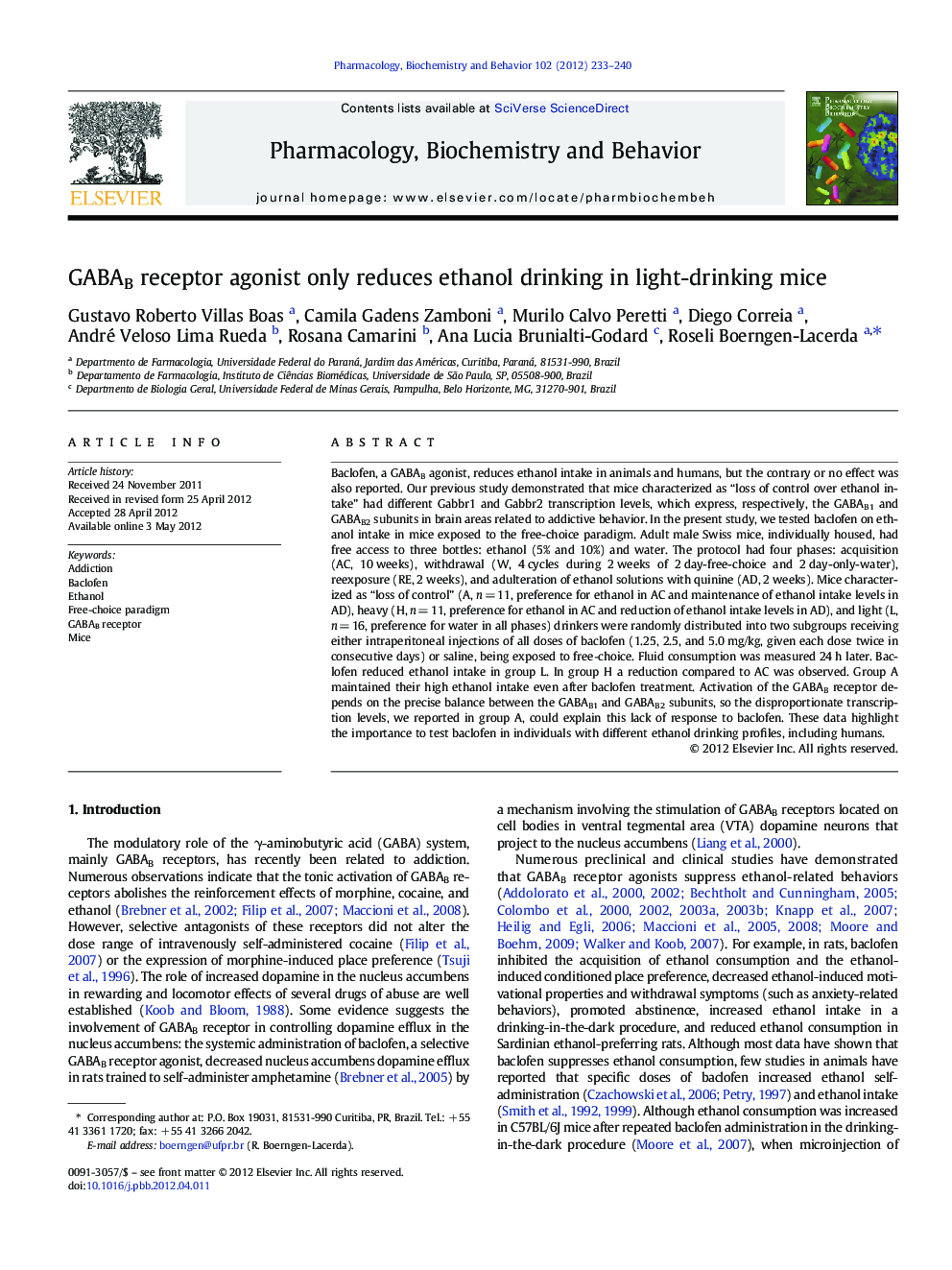 GABAB receptor agonist only reduces ethanol drinking in light-drinking mice