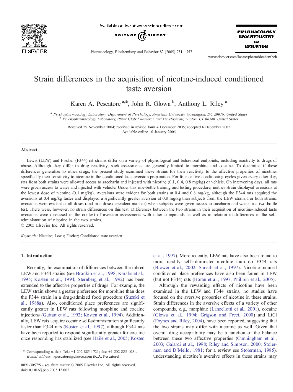 Strain differences in the acquisition of nicotine-induced conditioned taste aversion