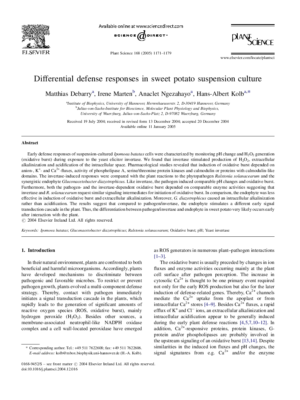 Differential defense responses in sweet potato suspension culture