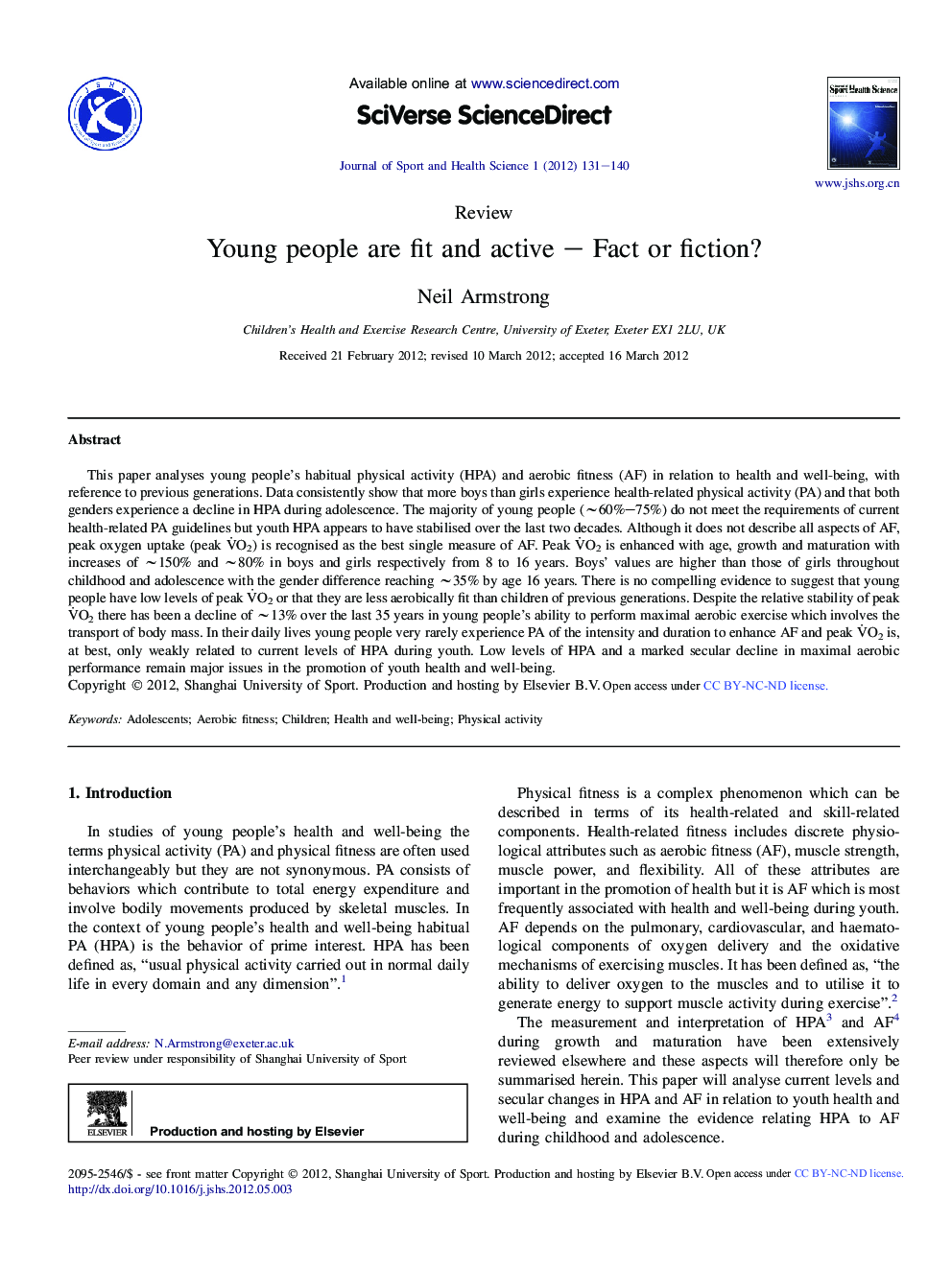 Young people are fit and active – Fact or fiction? 
