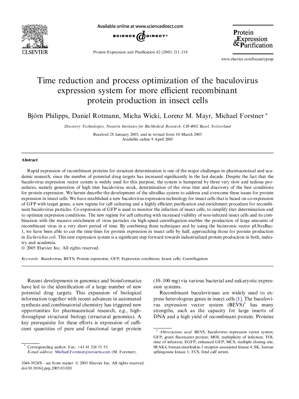 Time reduction and process optimization of the baculovirus expression system for more efficient recombinant protein production in insect cells