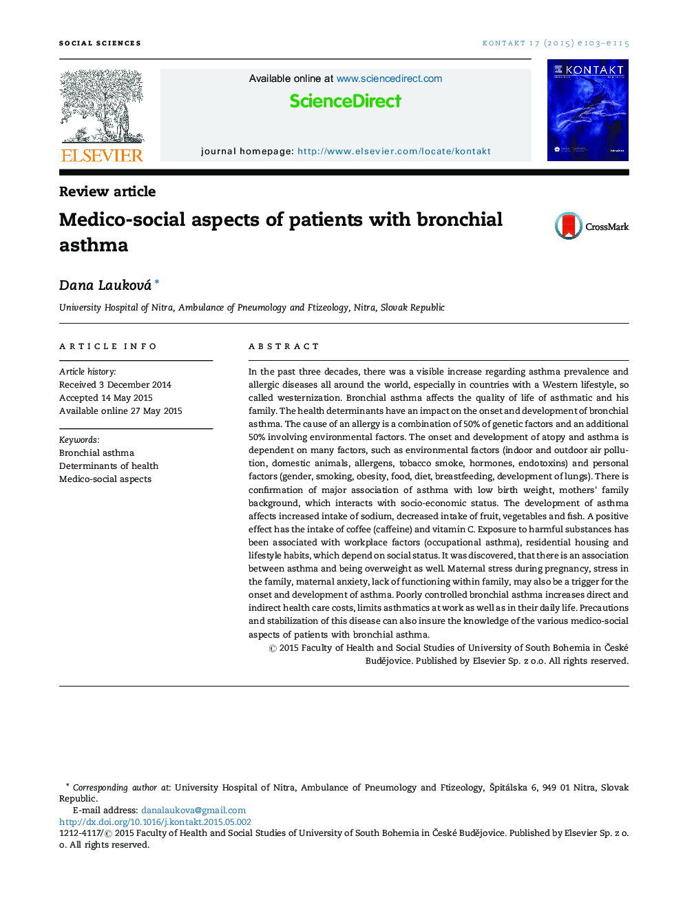 Medico-social aspects of patients with bronchial asthma