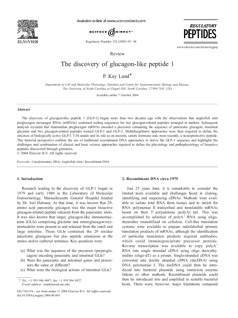 The discovery of glucagon-like peptide 1