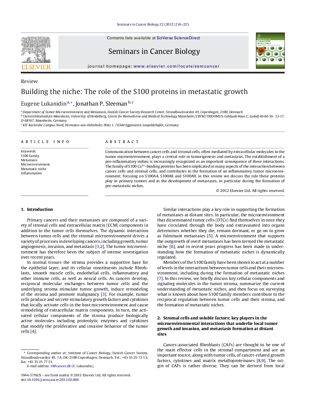 Building the niche: The role of the S100 proteins in metastatic growth