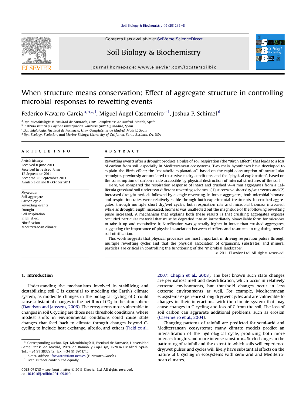 When structure means conservation: Effect of aggregate structure in controlling microbial responses to rewetting events