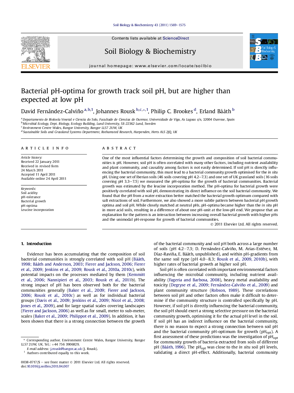 Bacterial pH-optima for growth track soil pH, but are higher than expected at low pH