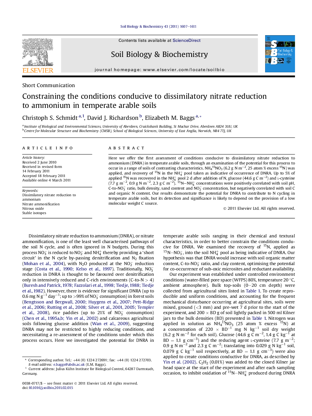 Constraining the conditions conducive to dissimilatory nitrate reduction to ammonium in temperate arable soils