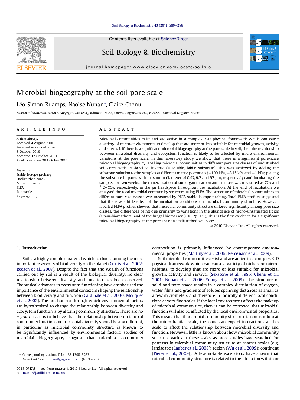 Microbial biogeography at the soil pore scale