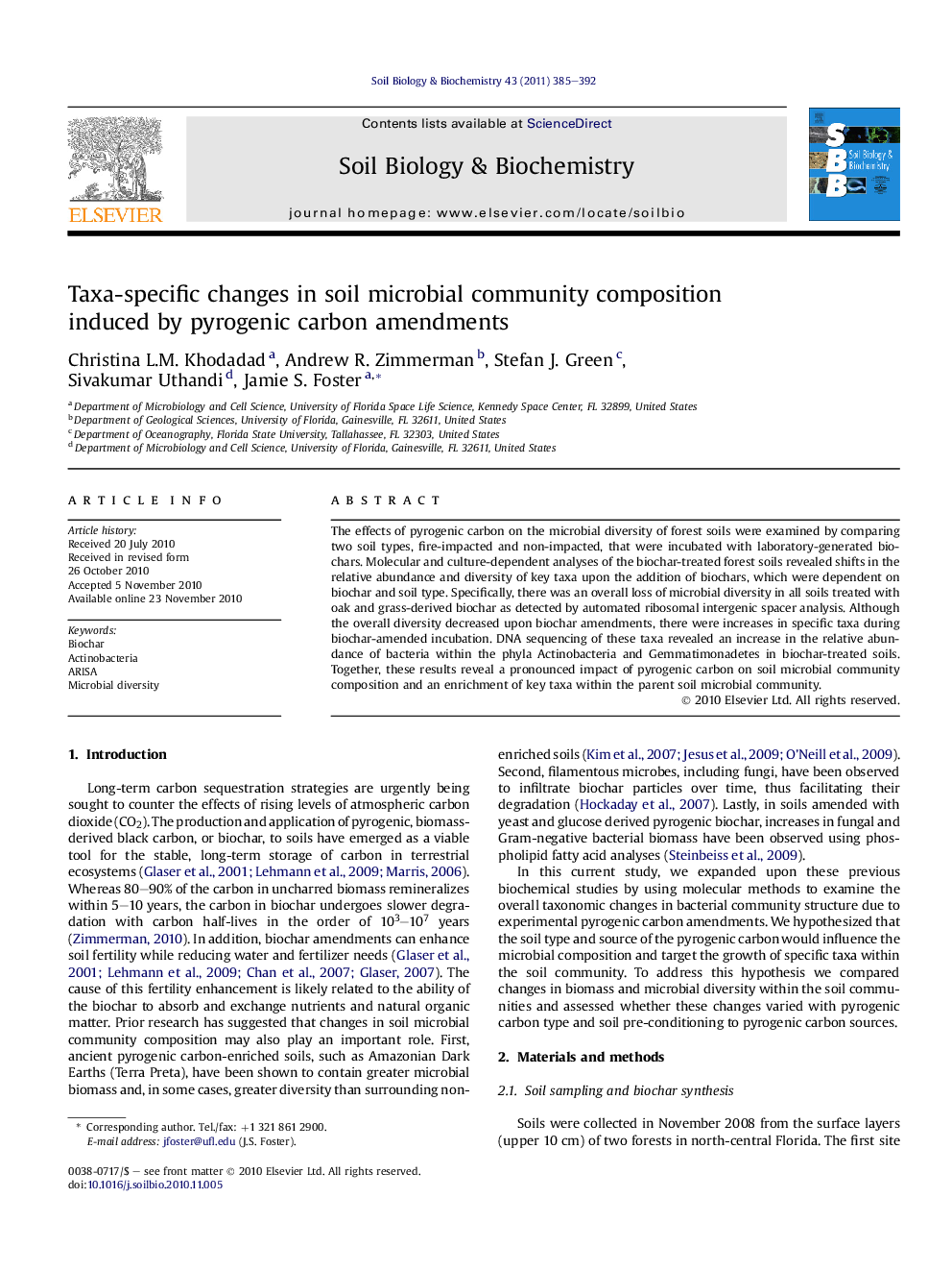 Taxa-specific changes in soil microbial community composition induced by pyrogenic carbon amendments