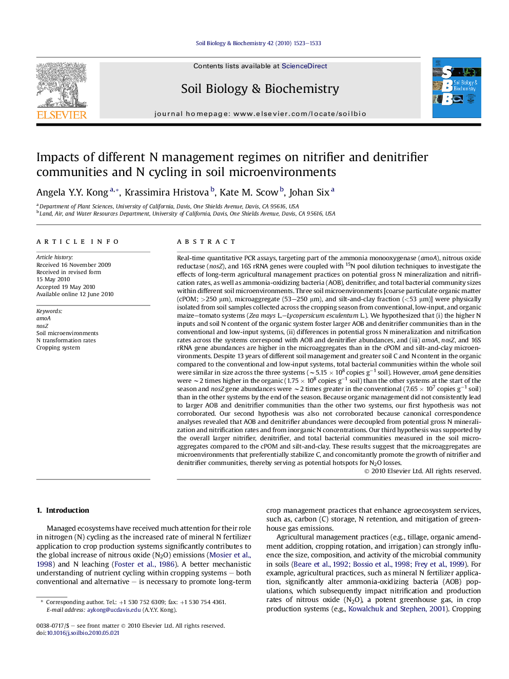 Impacts of different N management regimes on nitrifier and denitrifier communities and N cycling in soil microenvironments