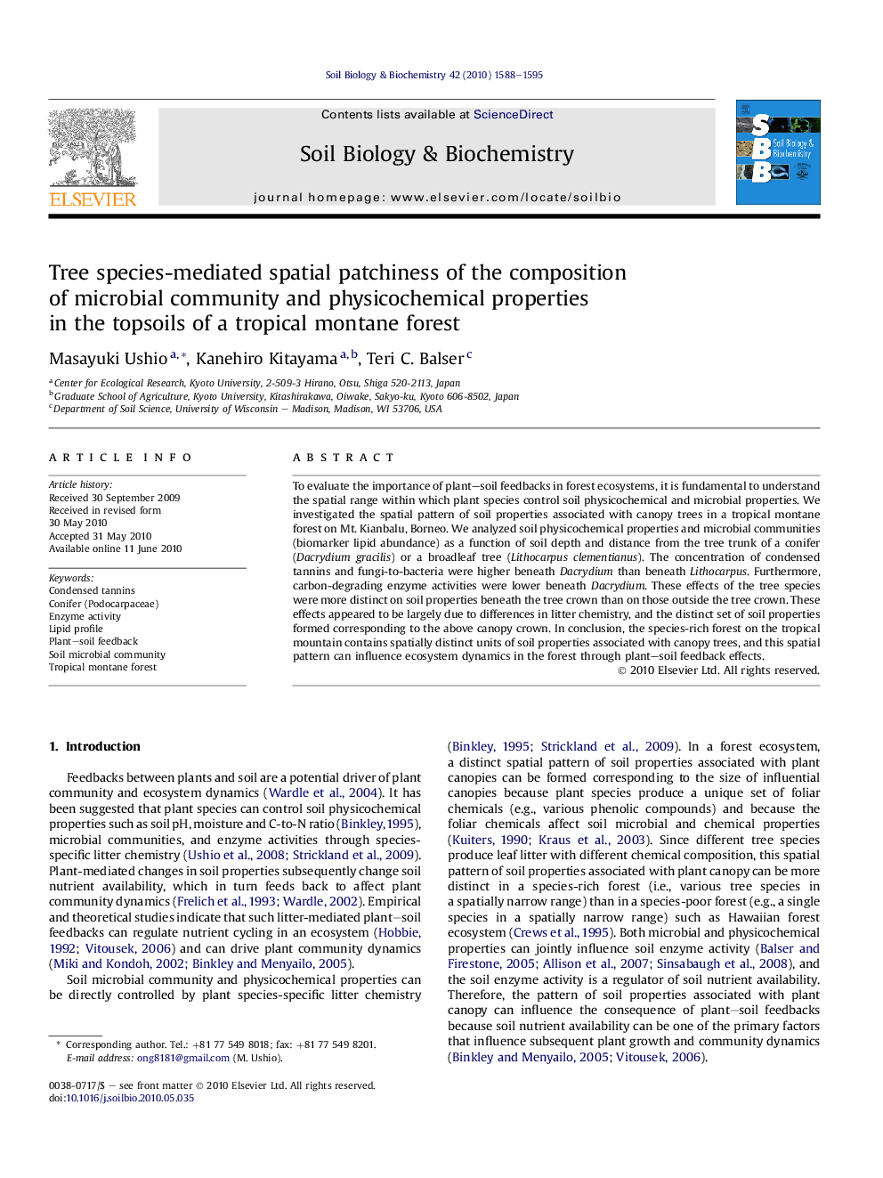 Tree species-mediated spatial patchiness of the composition of microbial community and physicochemical properties in the topsoils of a tropical montane forest