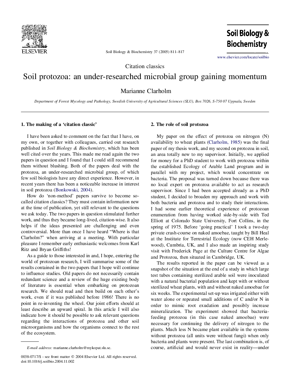 Soil protozoa: an under-researched microbial group gaining momentum