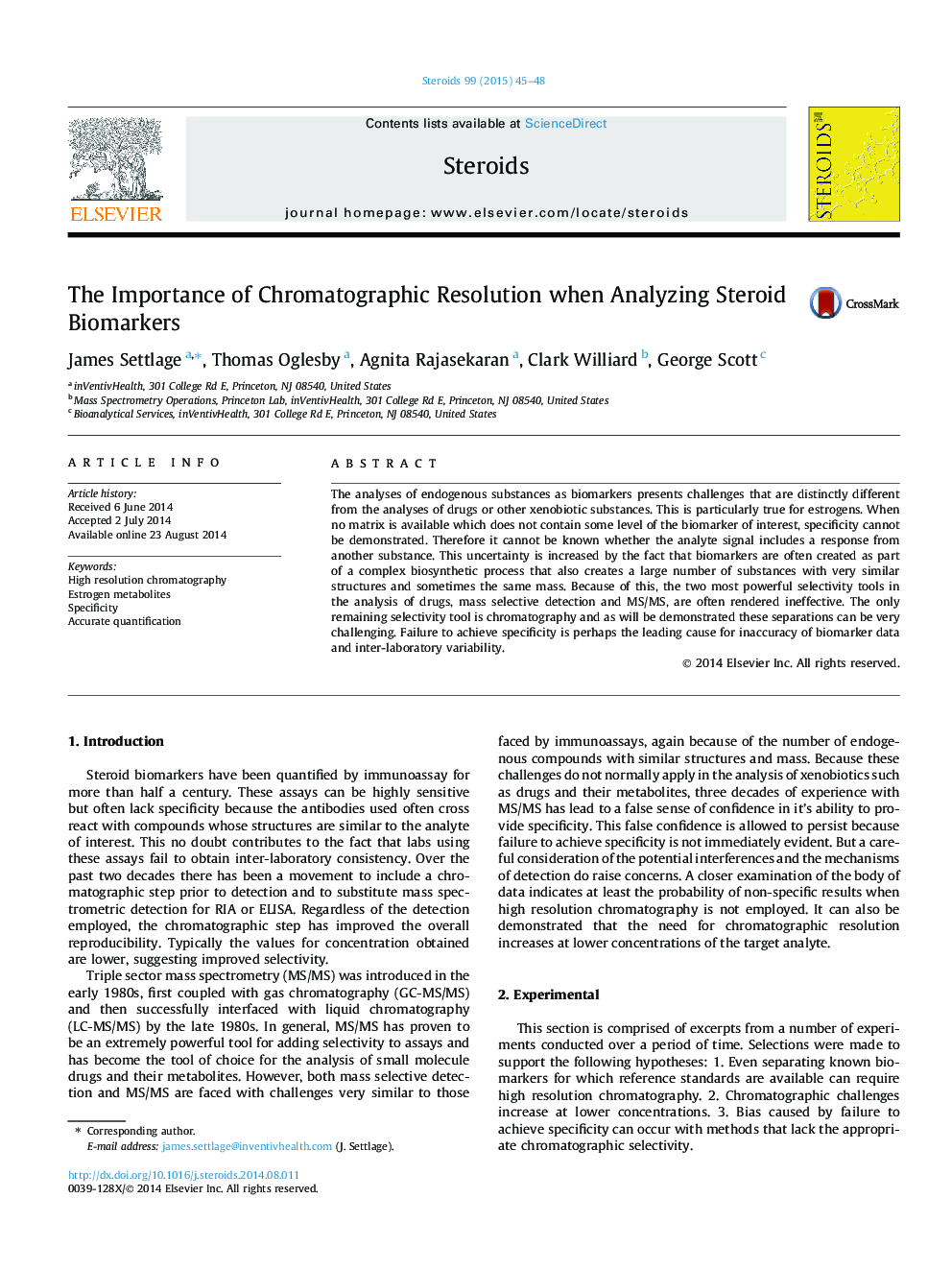 The importance of chromatographic resolution when analyzing steroid biomarkers