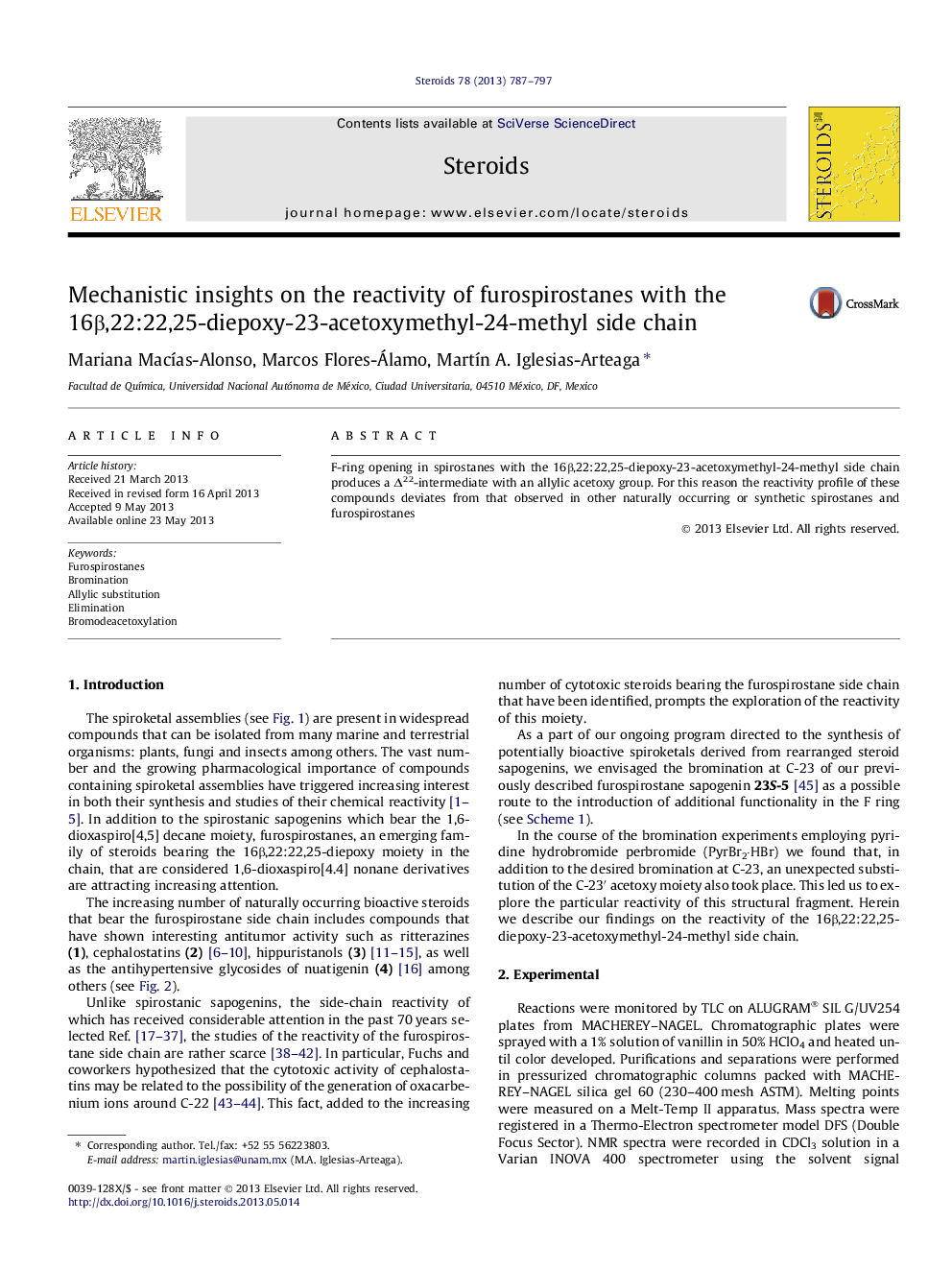 Mechanistic insights on the reactivity of furospirostanes with the 16Î²,22:22,25-diepoxy-23-acetoxymethyl-24-methyl side chain