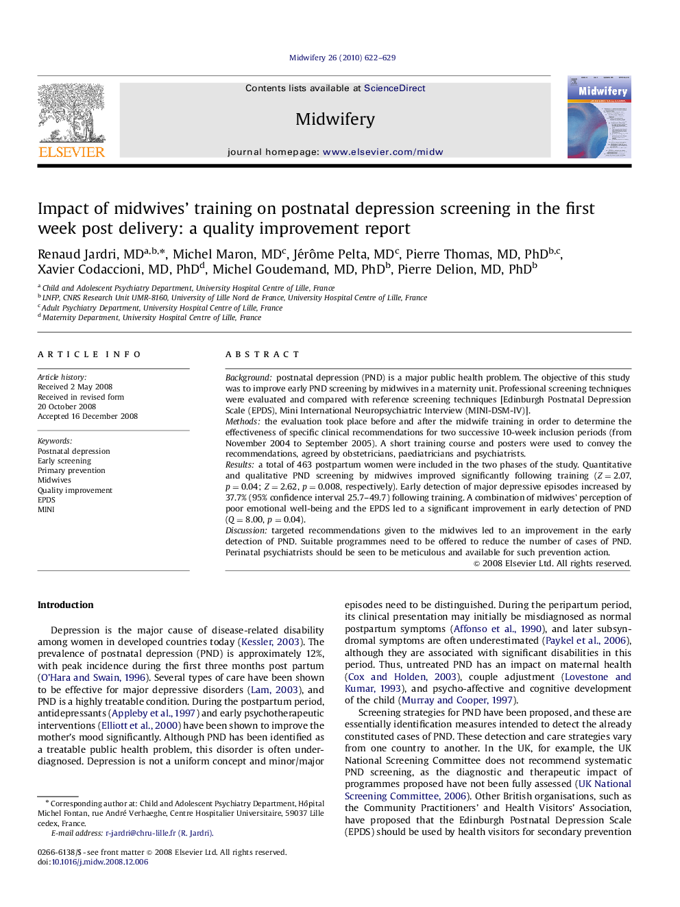 Impact of midwives’ training on postnatal depression screening in the first week post delivery: a quality improvement report