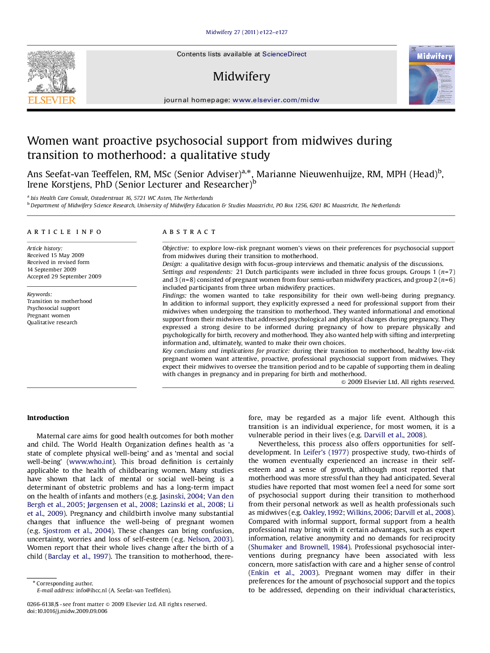 Women want proactive psychosocial support from midwives during transition to motherhood: a qualitative study