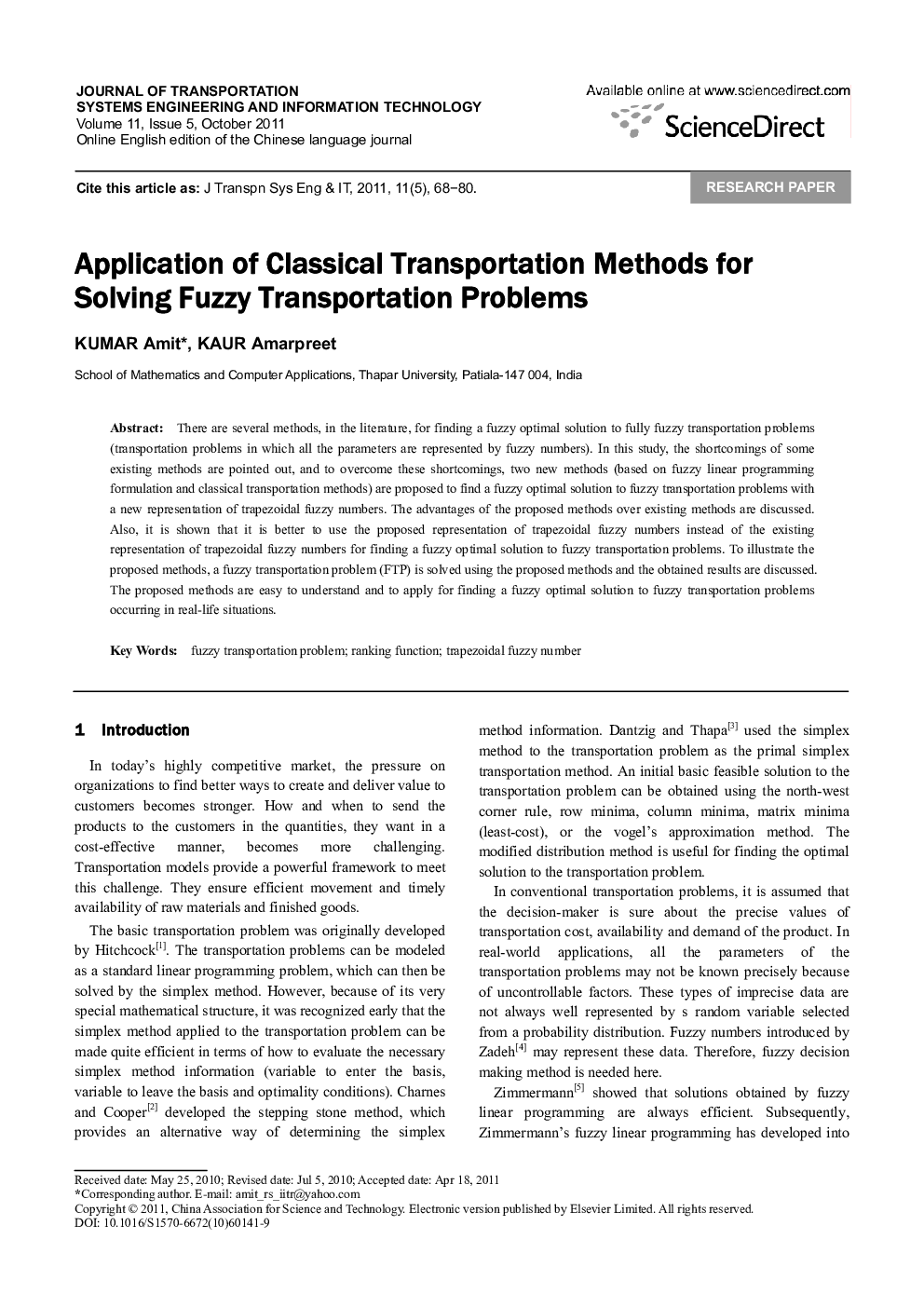 Application of Classical Transportation Methods for Solving Fuzzy Transportation Problems