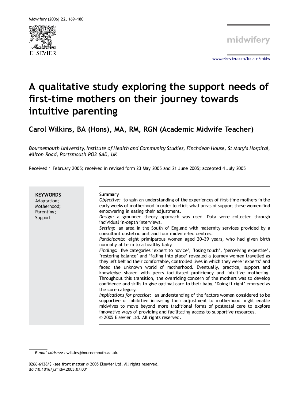 A qualitative study exploring the support needs of first-time mothers on their journey towards intuitive parenting