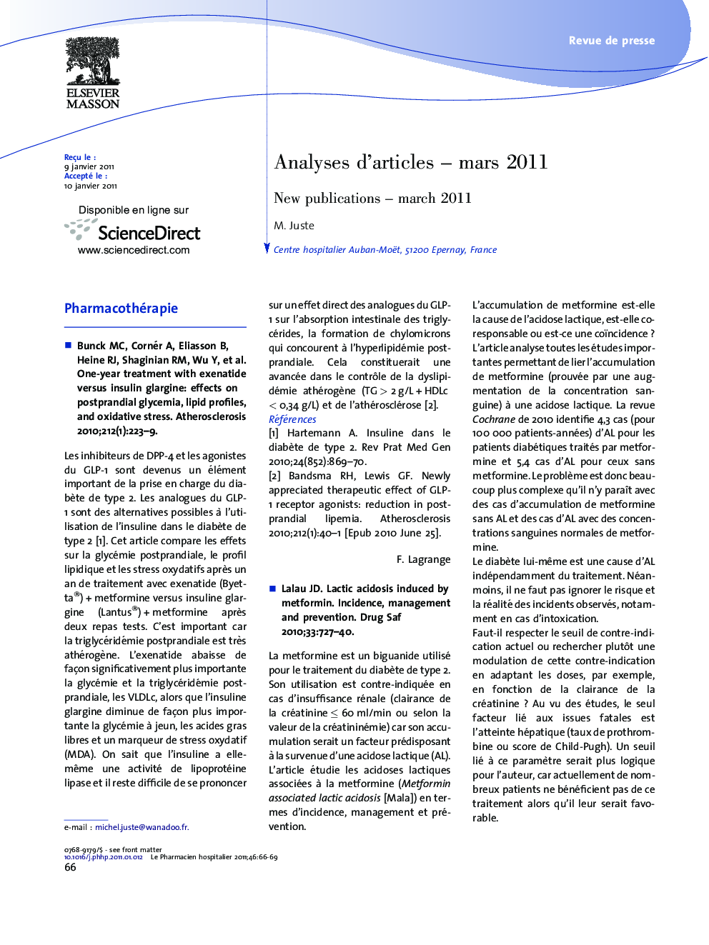 Analyses d'articles - marsÂ 2011