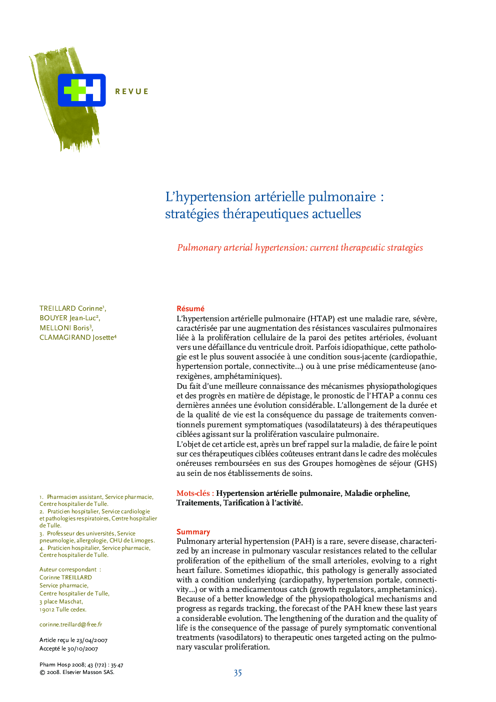 L'hypertension artérielle pulmonaireÂ : stratégies thérapeutiques actuelles