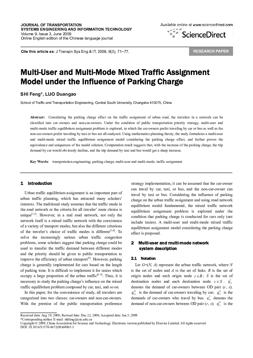 Multi-User and Multi-Mode Mixed Traffic Assignment Model under the Influence of Parking Charge