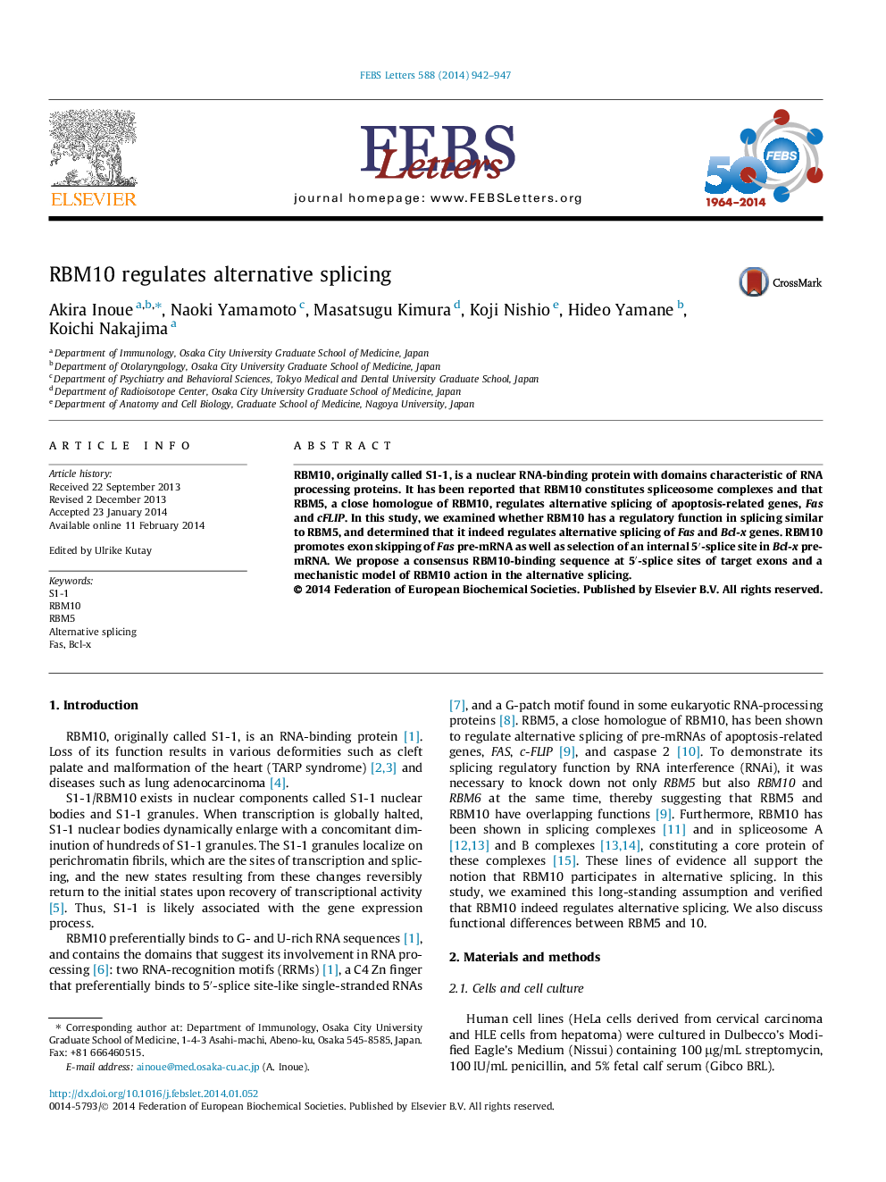 RBM10 regulates alternative splicing