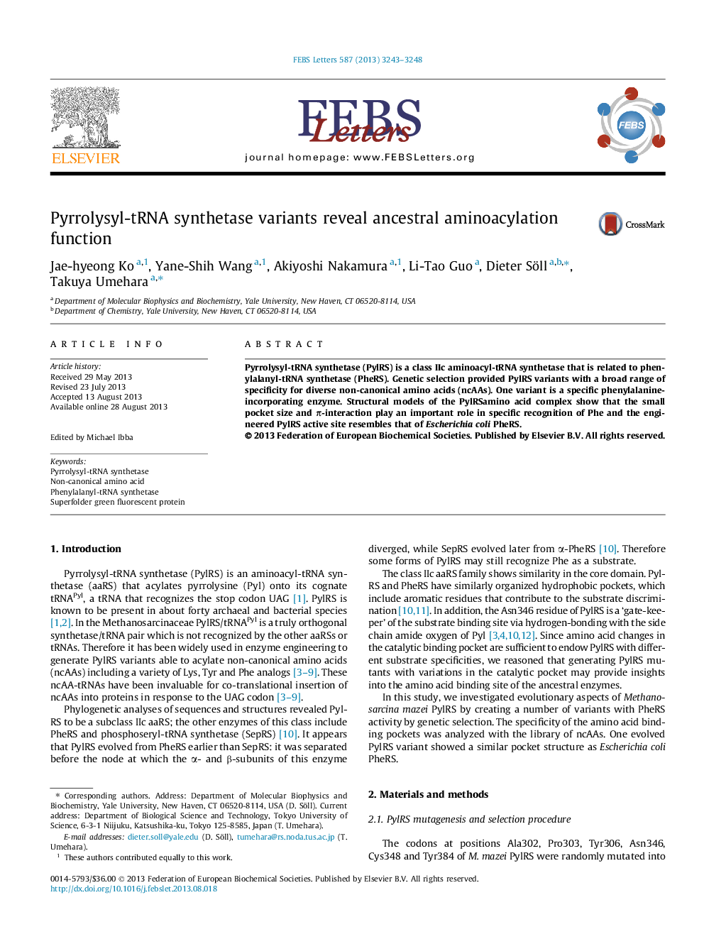 Pyrrolysyl-tRNA synthetase variants reveal ancestral aminoacylation function