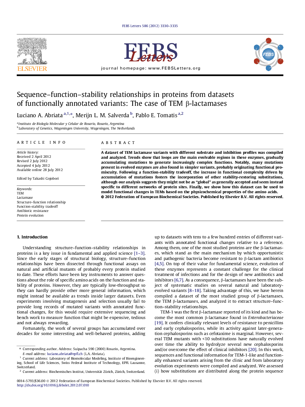 Sequence-function-stability relationships in proteins from datasets of functionally annotated variants: The case of TEM Î²-lactamases