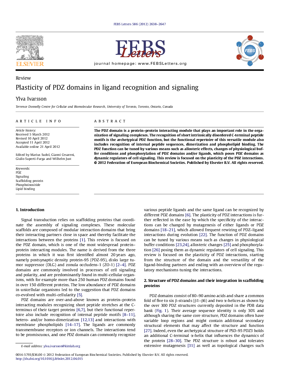 Plasticity of PDZ domains in ligand recognition and signaling