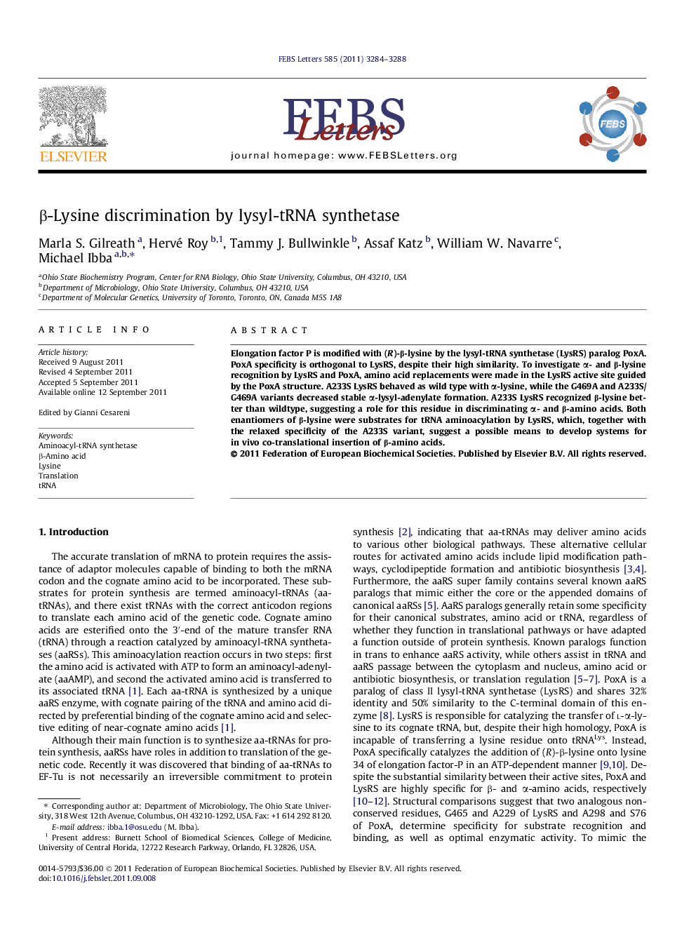 Î²-Lysine discrimination by lysyl-tRNA synthetase