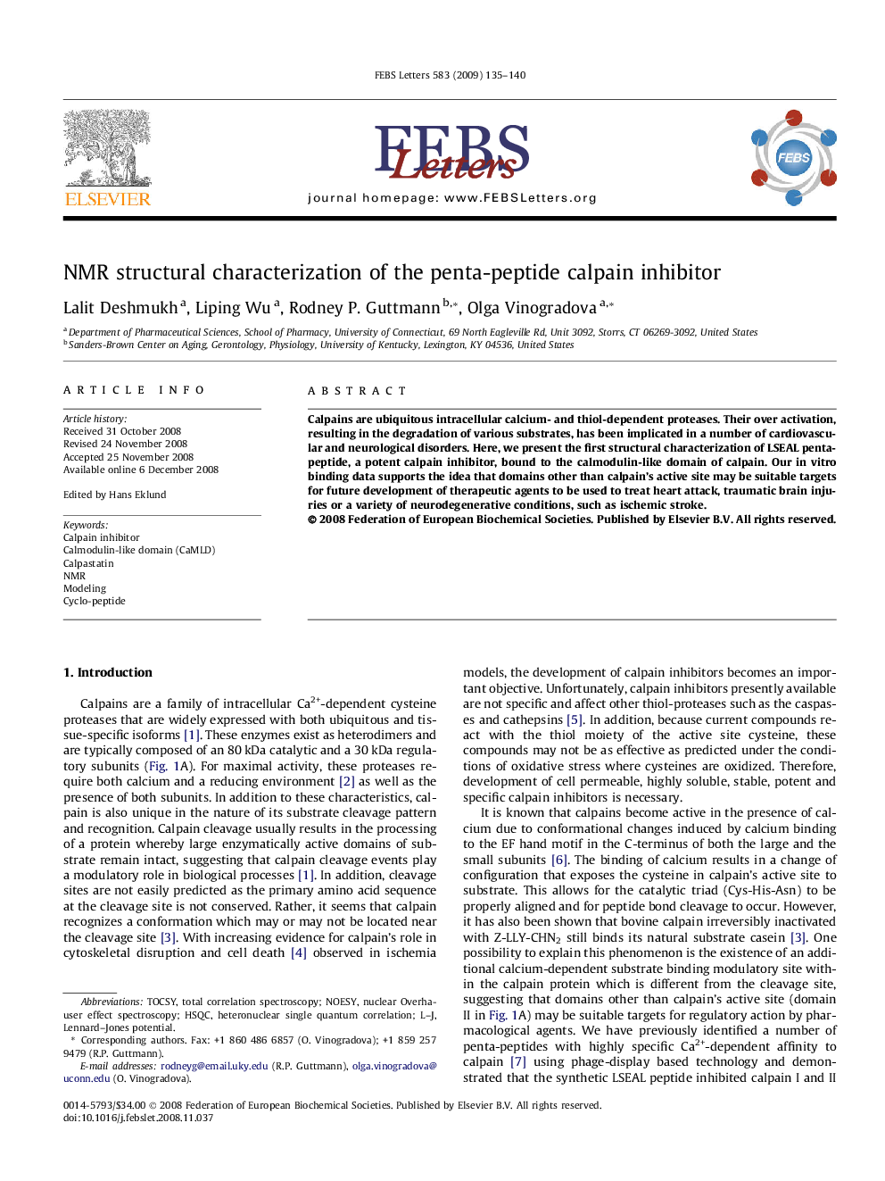 NMR structural characterization of the penta-peptide calpain inhibitor