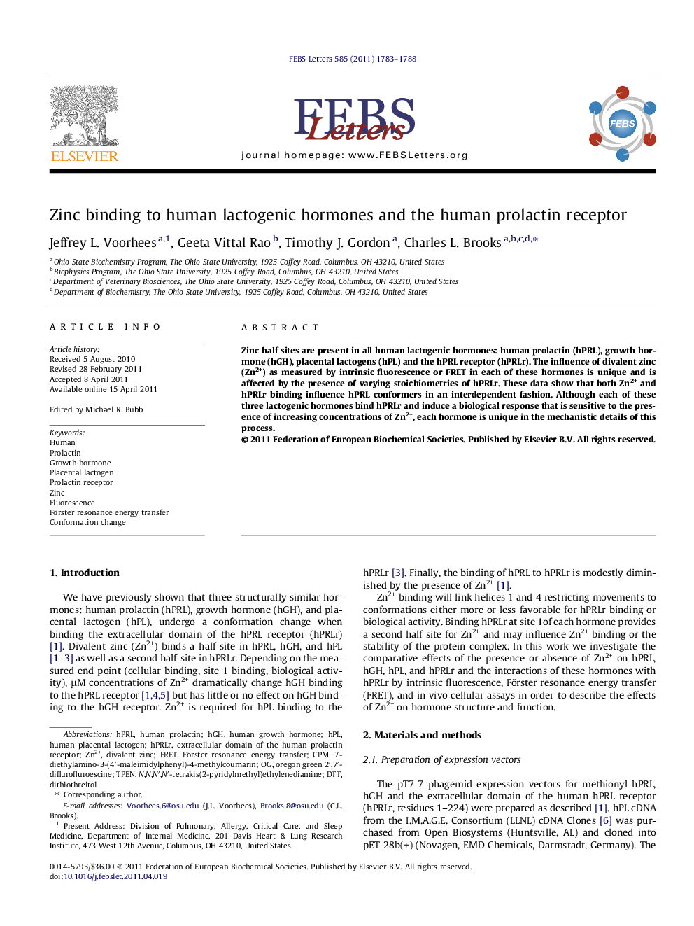 Zinc binding to human lactogenic hormones and the human prolactin receptor