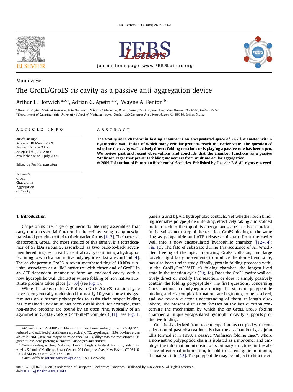 The GroEL/GroES cis cavity as a passive anti-aggregation device