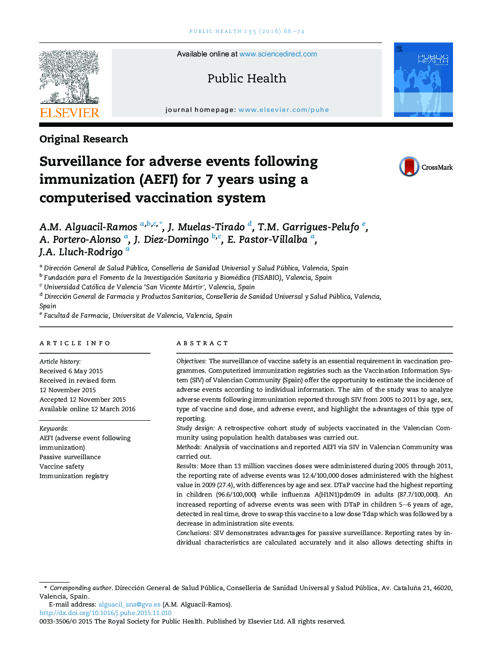 دوربین های مداربسته برای عوارض جانبی بدنبال ایمن سازی (AEFI) به مدت 7 سال با استفاده از یک سیستم کامپیوتری واکسیناسیون