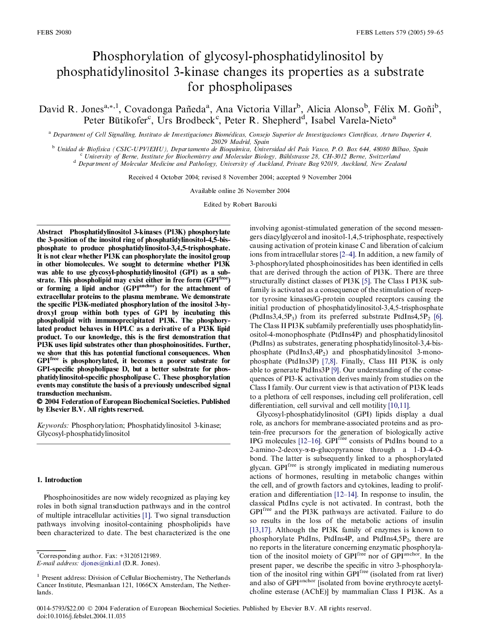 Phosphorylation of glycosyl-phosphatidylinositol by phosphatidylinositol 3-kinase changes its properties as a substrate for phospholipases